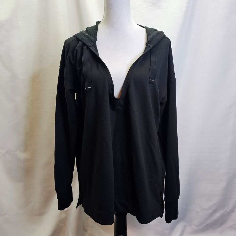 Victoria's Secret Victoria Sport Black V-neck Hoodie Sweatshirt Size Large